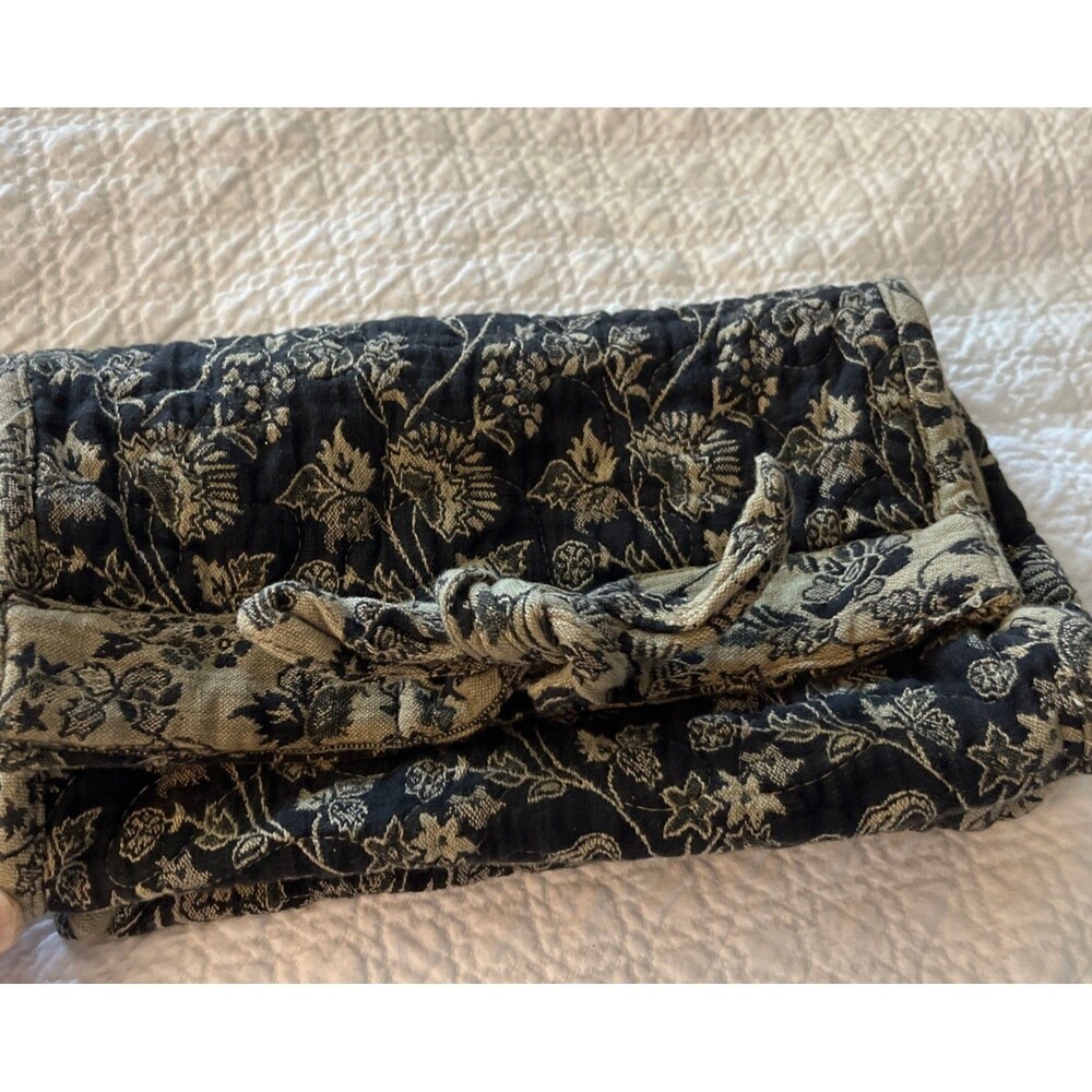 Vintage April Cornell For Silvestri Quilted Clutch Bag Flowers Fabric Toiletry